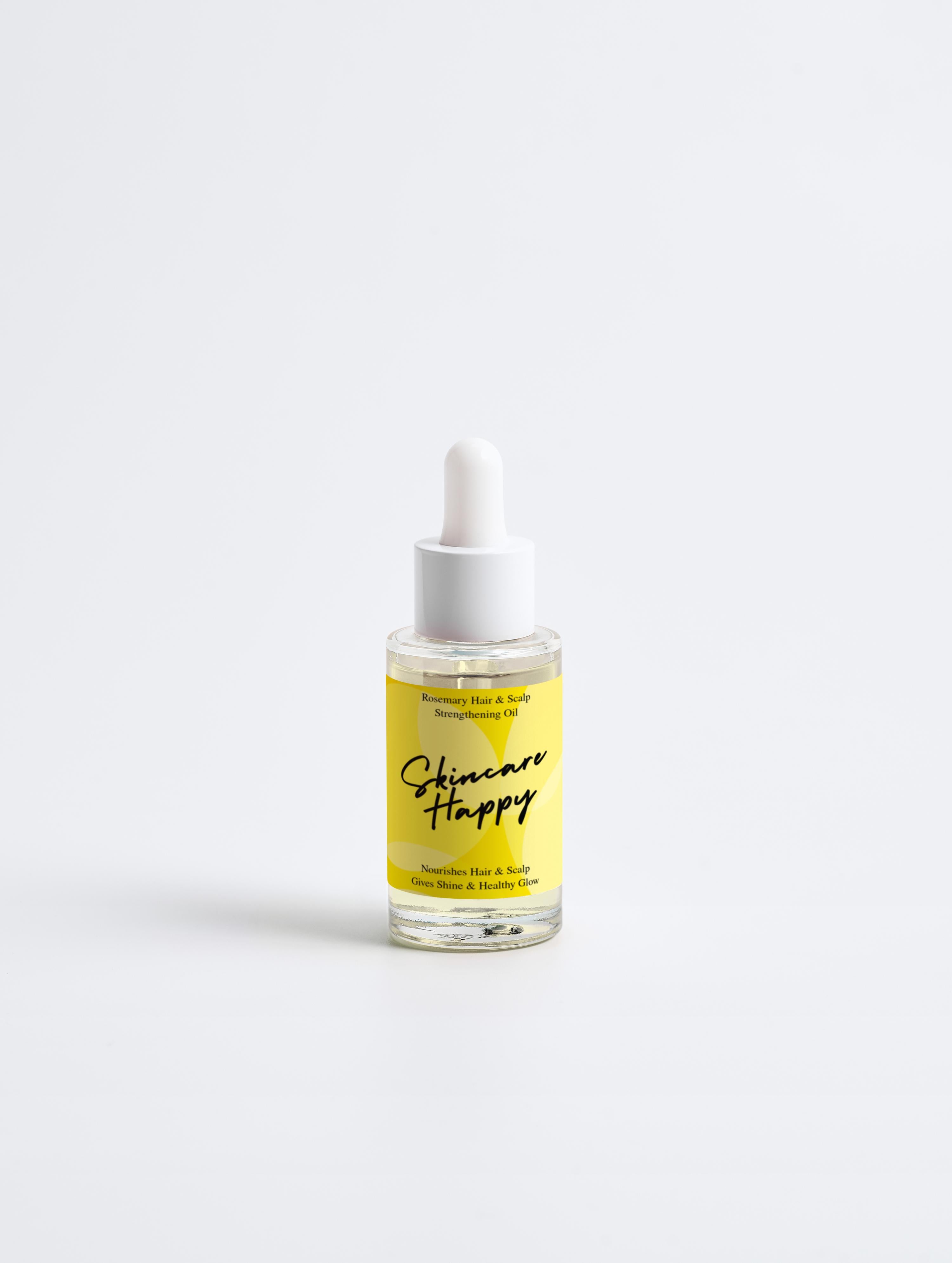 Skincare Happy dropper bottle on a white background