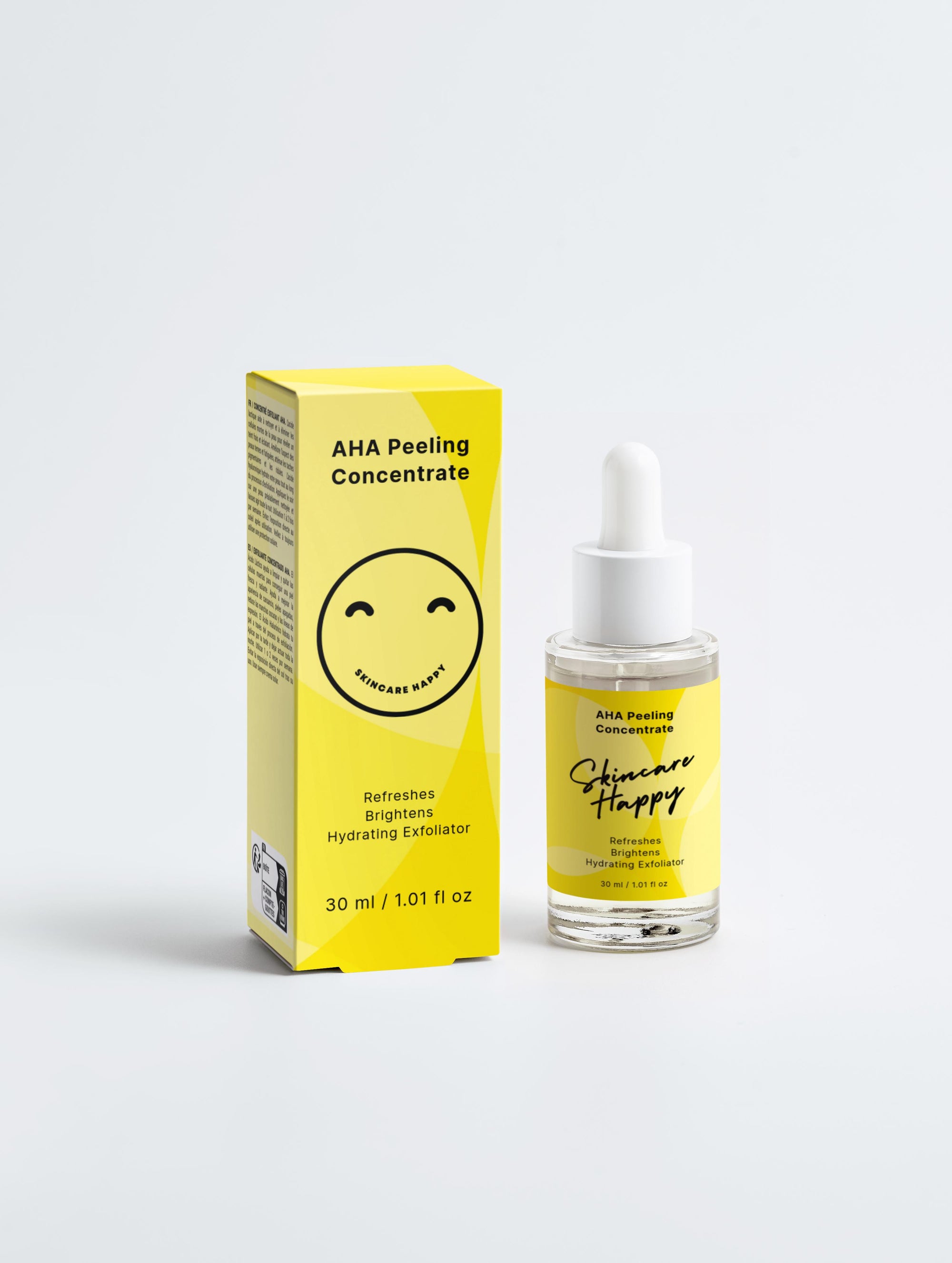 Skincare Happy AHA Peeling Concentrate packaging on a white background
