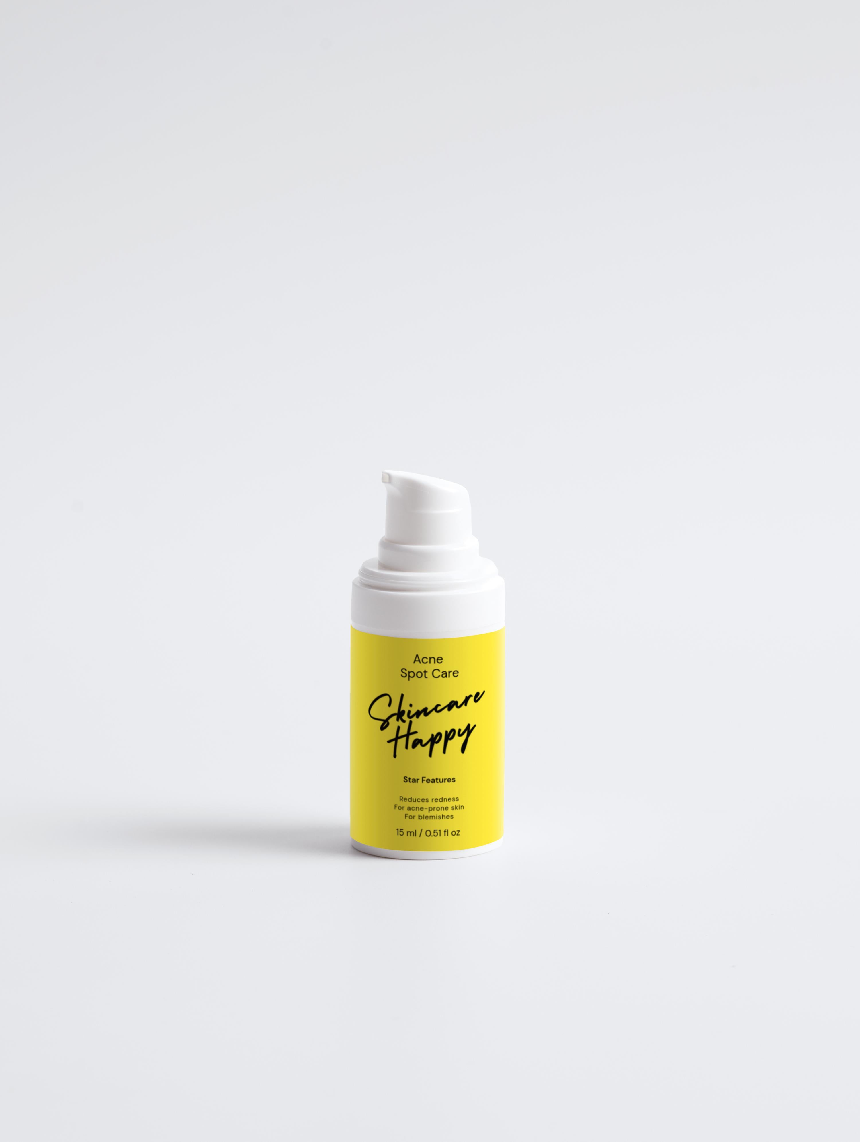 Skincare Happy acne spot care product on a white background