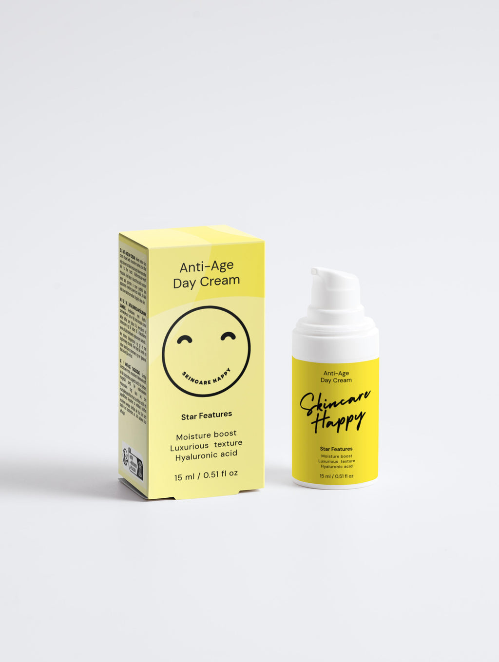 Anti-age day cream with packaging on a white background