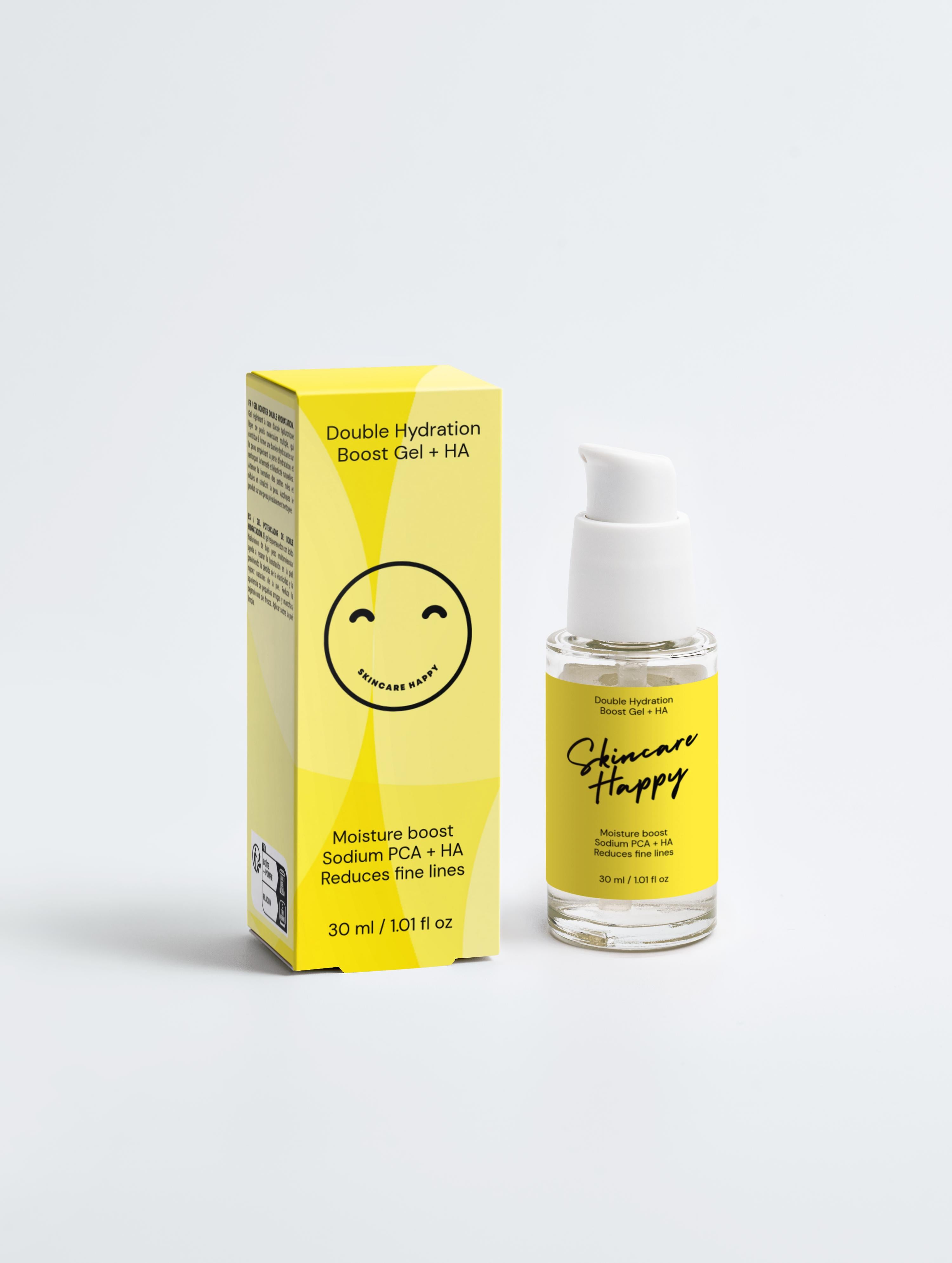 Skincare product with yellow box and bottle on a white background