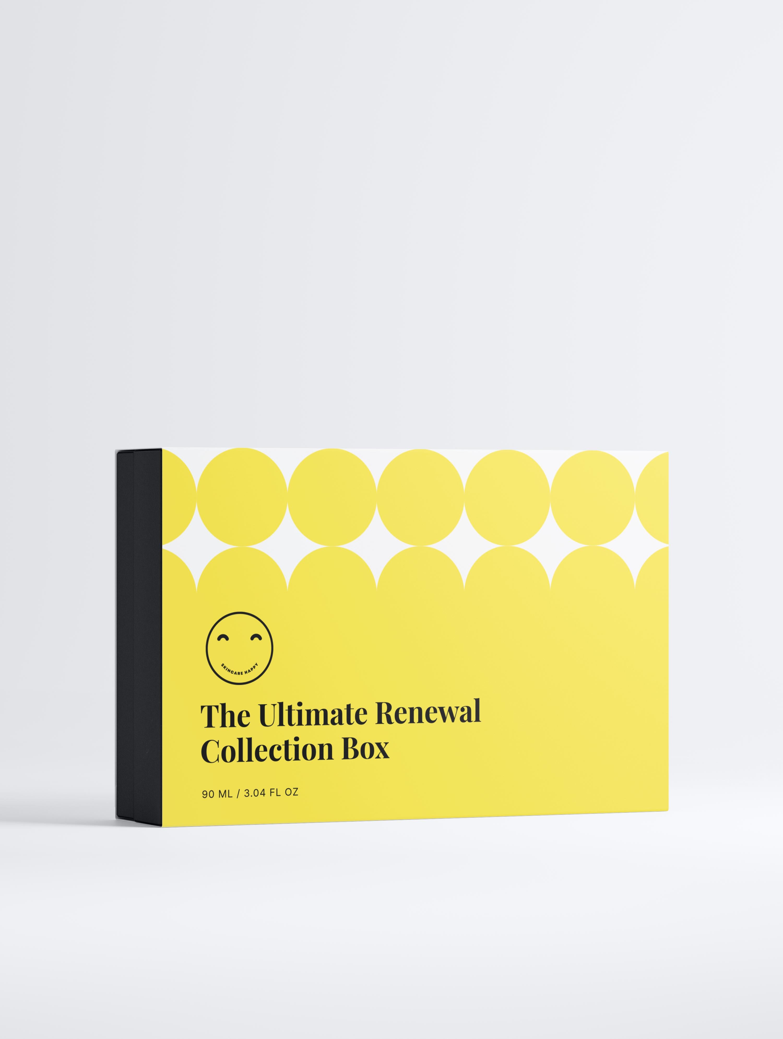 Yellow and black box labeled 'The Ultimate Renewal Collection Box' on a light gray background