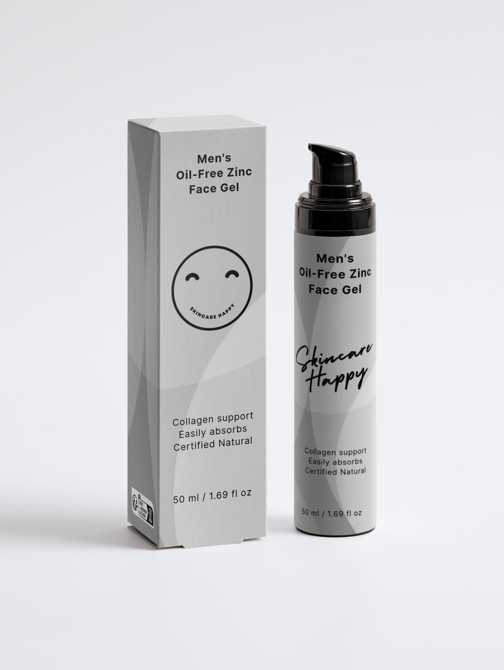 Men's Oil-Free Zinc Face Gel packaging and bottle on a white background